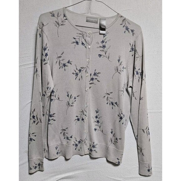 Vintage Liz Claiborne Collection Floral Silk cardigan, Size L, Feminine Demure - Picture 1 of 8
